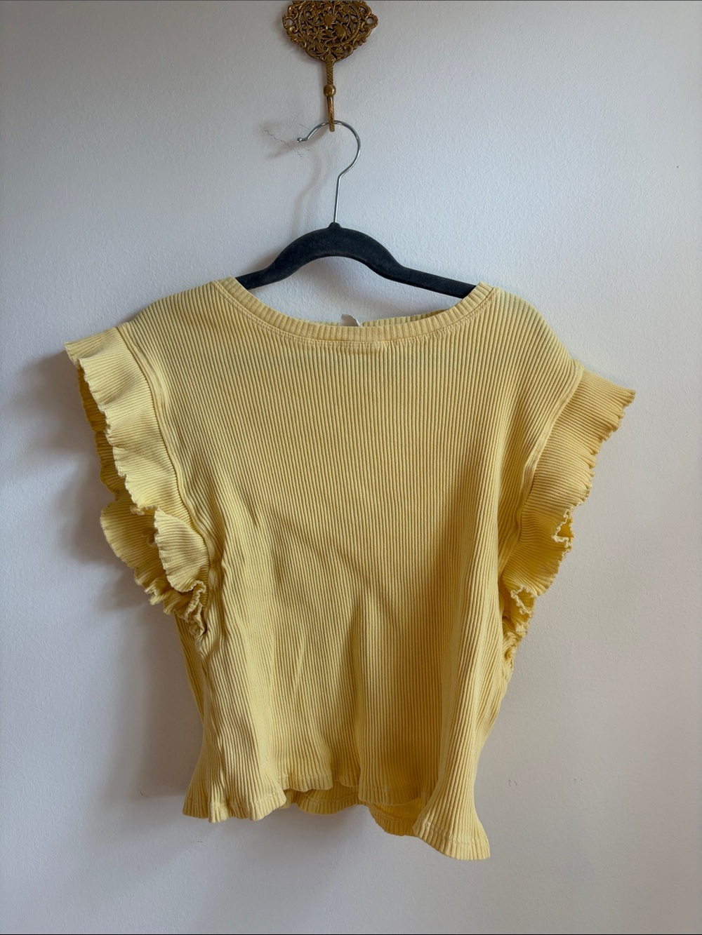 Yellow Ruffle Sleeve Kids Top
